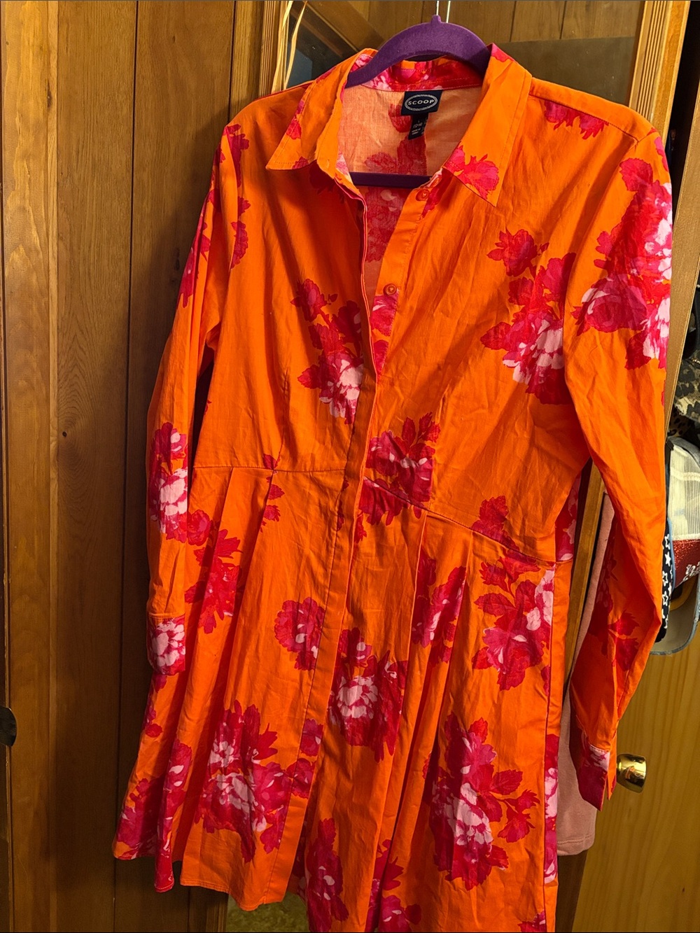 Scoop Brand Bright Orange Floral Dress